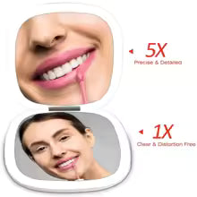 Miroir Maquillage LED 2 Faces - Grossissement 5x, 3 Couleurs